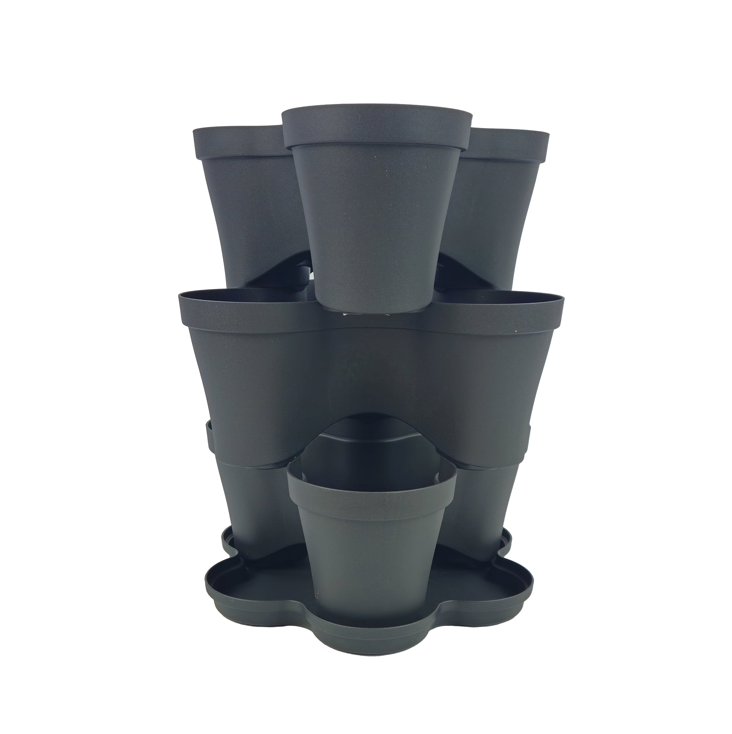 Plana vaso impilabile Roma, in polipropilene con sottovaso, vaso multistrato tridimensionale, vaso per fragole, fioriera da esterno ed interno, tris vasi giardino verticale