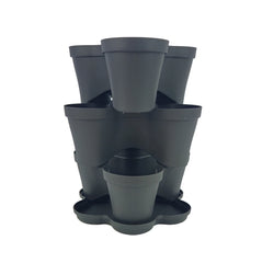 Plana vaso impilabile Roma, in polipropilene con sottovaso, vaso multistrato tridimensionale, vaso per fragole, fioriera da esterno ed interno, tris vasi giardino verticale