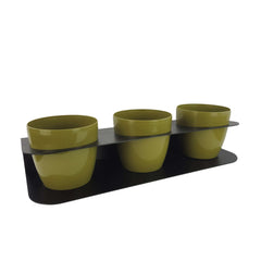 Porta piante aromatiche in metallo cm 58x18x10 da bancone e muro vasi inclusi