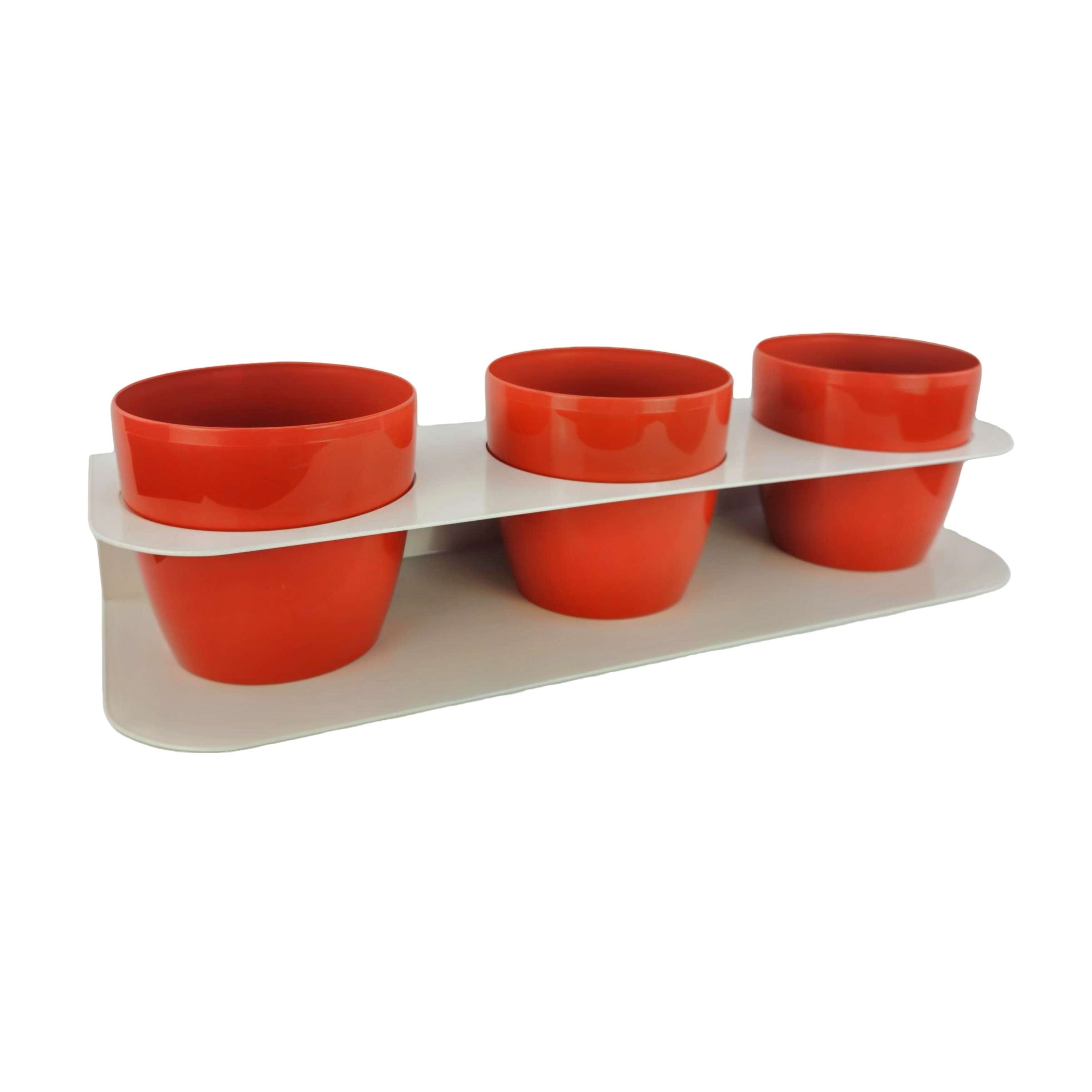 Porta piante aromatiche in metallo cm 58x18x10 da bancone e muro vasi inclusi