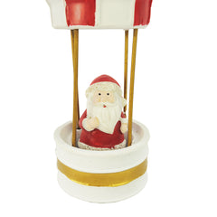 Decorazione Natalizia mongolfiera in gesso con Babbo Natale cm 13x19