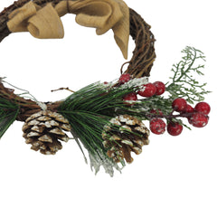 Ghirlanda natalizia con bacche e pigne cm 30