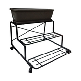 Tecnokit Scaffale alzatina a 3 Piani per vasi e piante da cm 80 con ruote, Colore Nero H50x80x70 cm