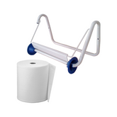 Tecnokit Porta bobina Carta a Muro con rotolo omaggio, per bobine da cm 29,Bianco, Porta rotolo industriale, cm 40x20x23h, Dispenser Bobina a Muro, accessori per Utilizzo e Montaggio inclusi