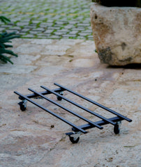 Rigatino - Carrello Portavasi rettangolare con ruote industriali