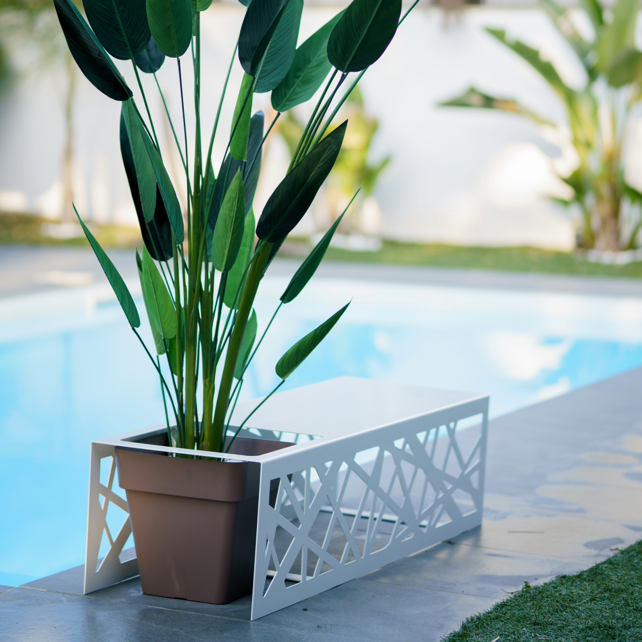 TECNOKIT Panca in Lamiera GOOT con vasi + Portavaso Singolo Coordinabile