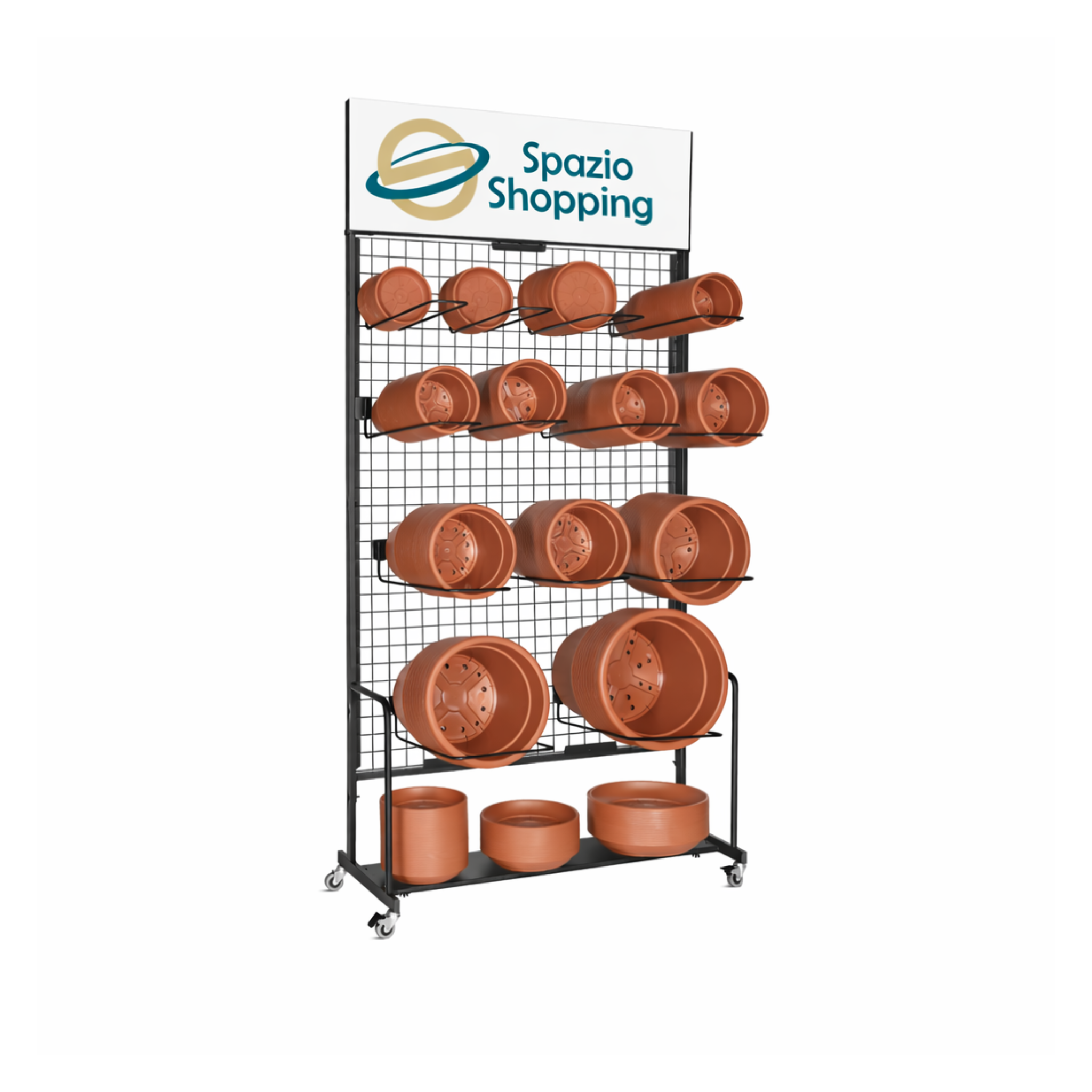 TECNOKIT ESPOSITORE GARDEN PER VASI E SOTTOVASI, MONOFACCIALE E BIFACCIALE