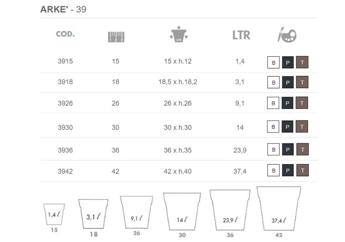 Nicoli vaso Arké, vaso rotondo elegante da interno esterno, fioriera rotonda