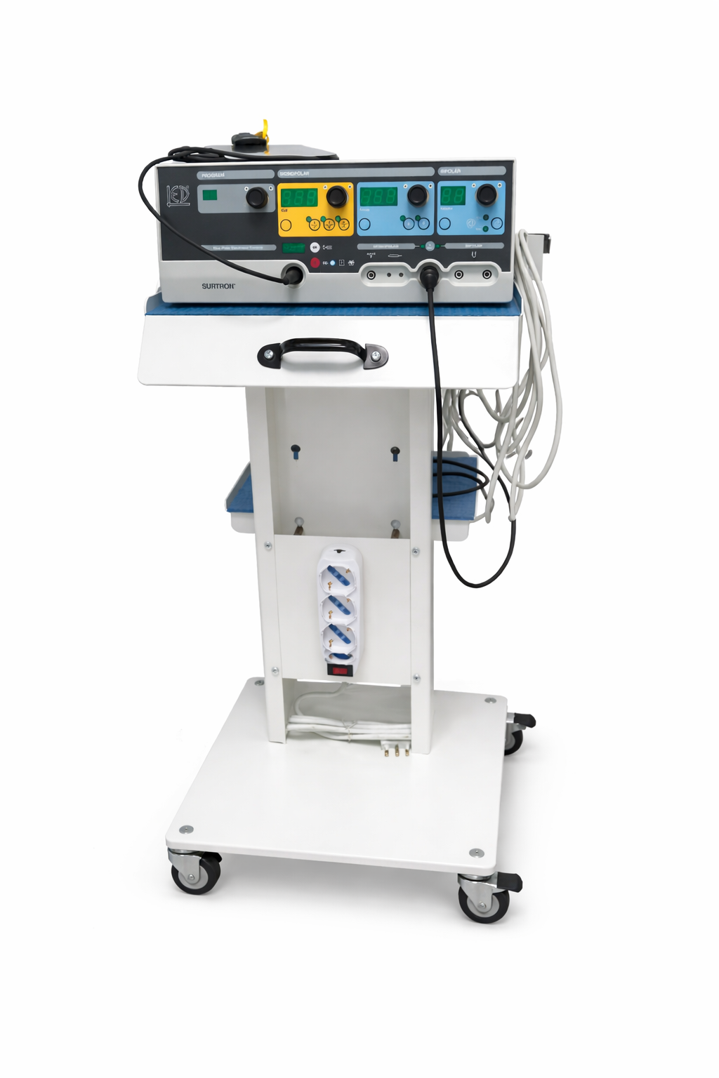 Tecnokit Carrello medico con Ripiano Regolabile, Tappetini Antiscivolo e Ciabatta elettrica Integrata
