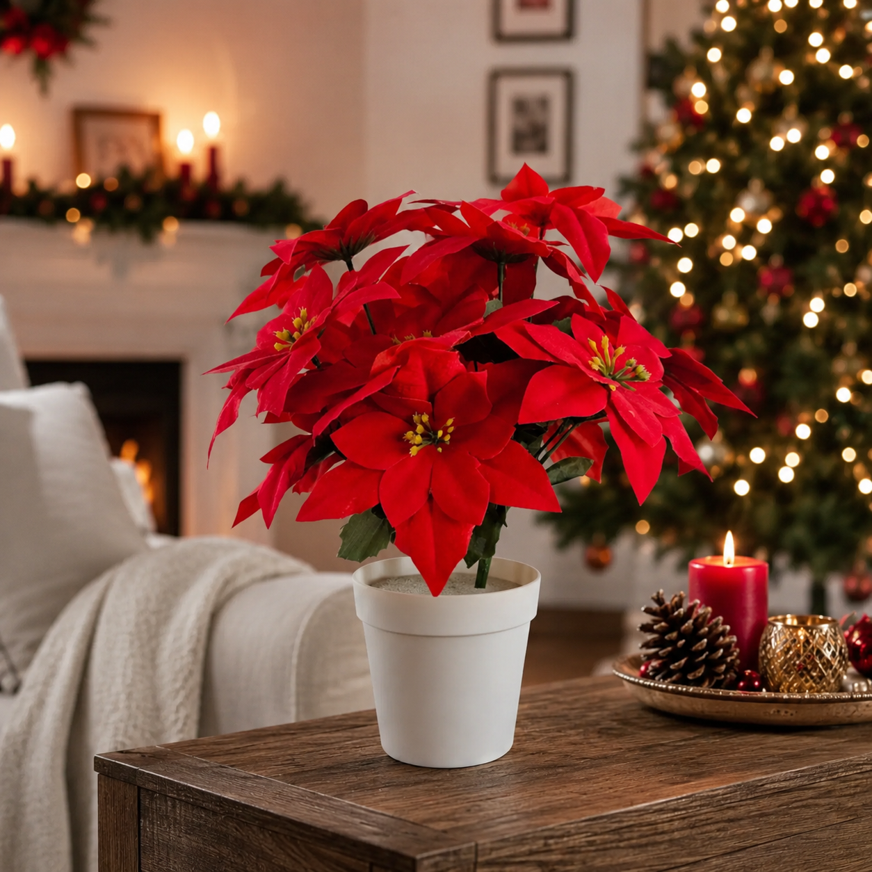Pianta Stella di Natale Artificiale Realistica | Decorazione Natalizia