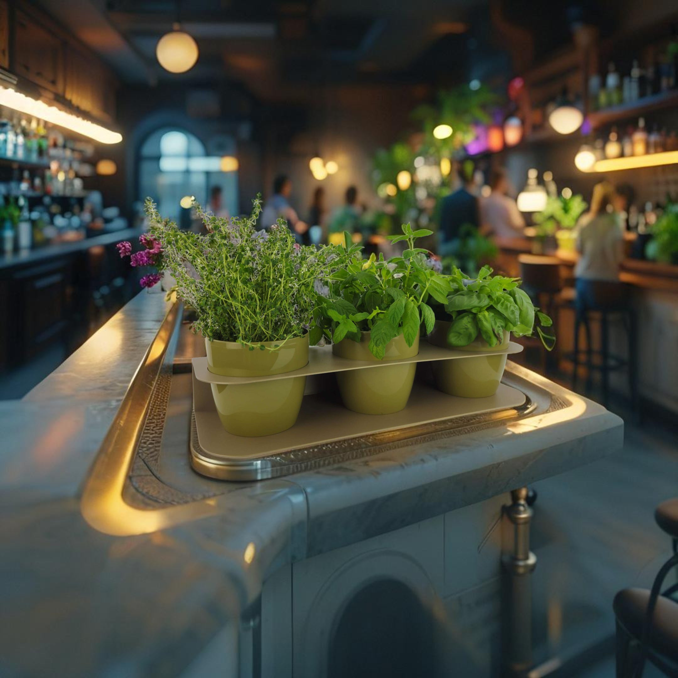 Porta piante aromatiche in metallo cm 58x18x10 da bancone e muro vasi inclusi