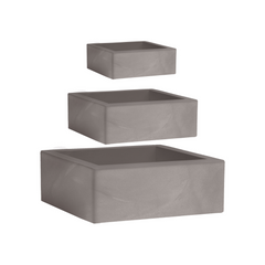 Nicoli vaso quadrato minos confezione da 3 pezzi cm 25+40+60 vaso in resina per interno esterno