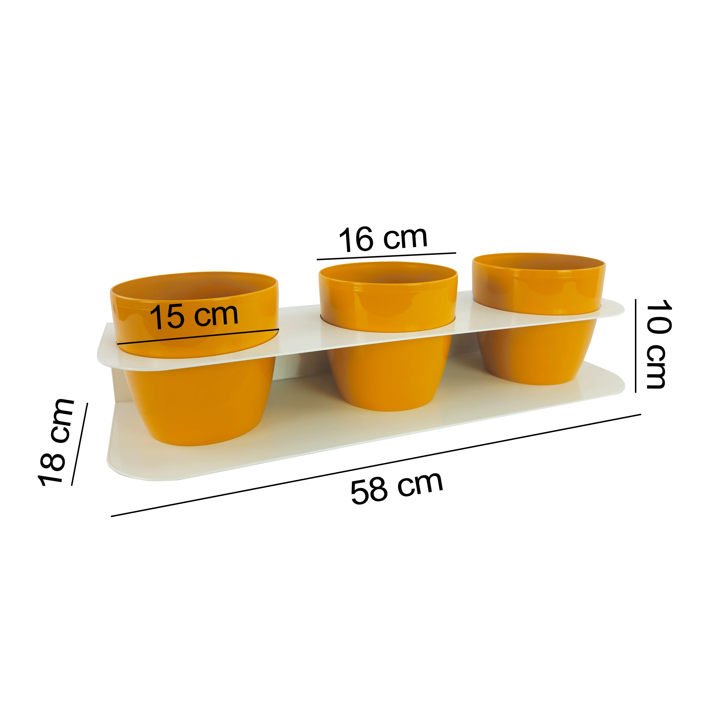 Porta piante aromatiche in metallo cm 58x18x10 da bancone e muro vasi inclusi