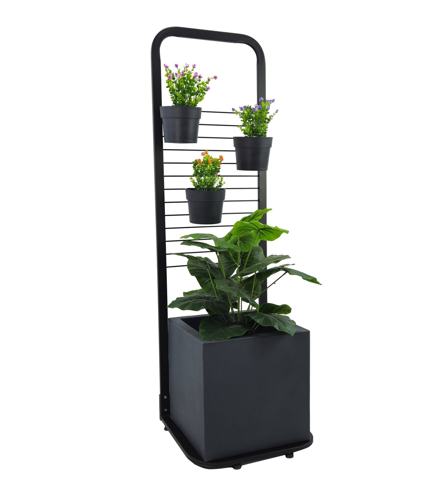 Tecnokit Fioriera Verticale Anthea in acciaio, dimensioni cm 48x42x153 con vasi inclusi
