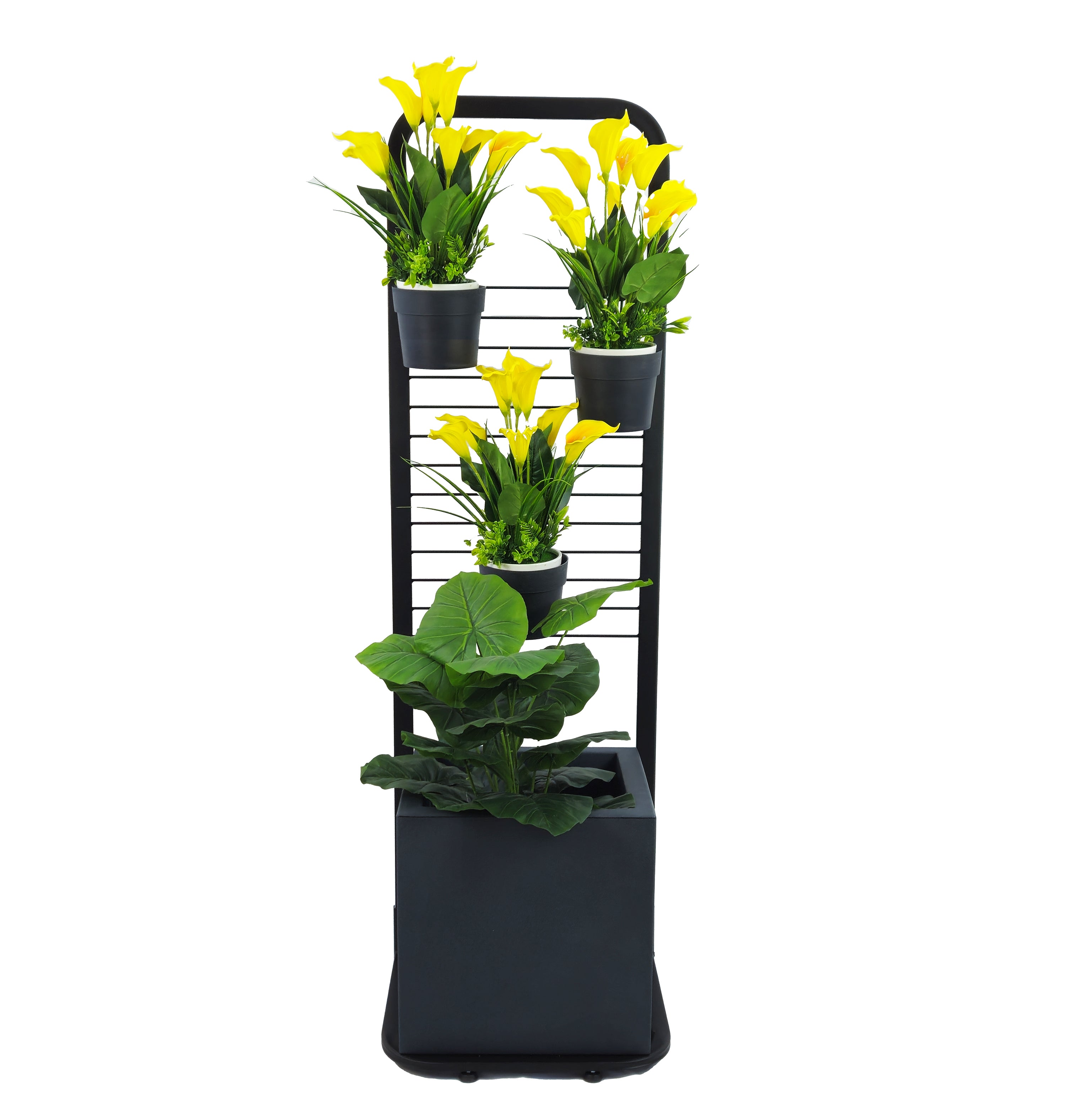 Tecnokit Fioriera Verticale Anthea in acciaio, dimensioni cm 48x42x153 con vasi inclusi