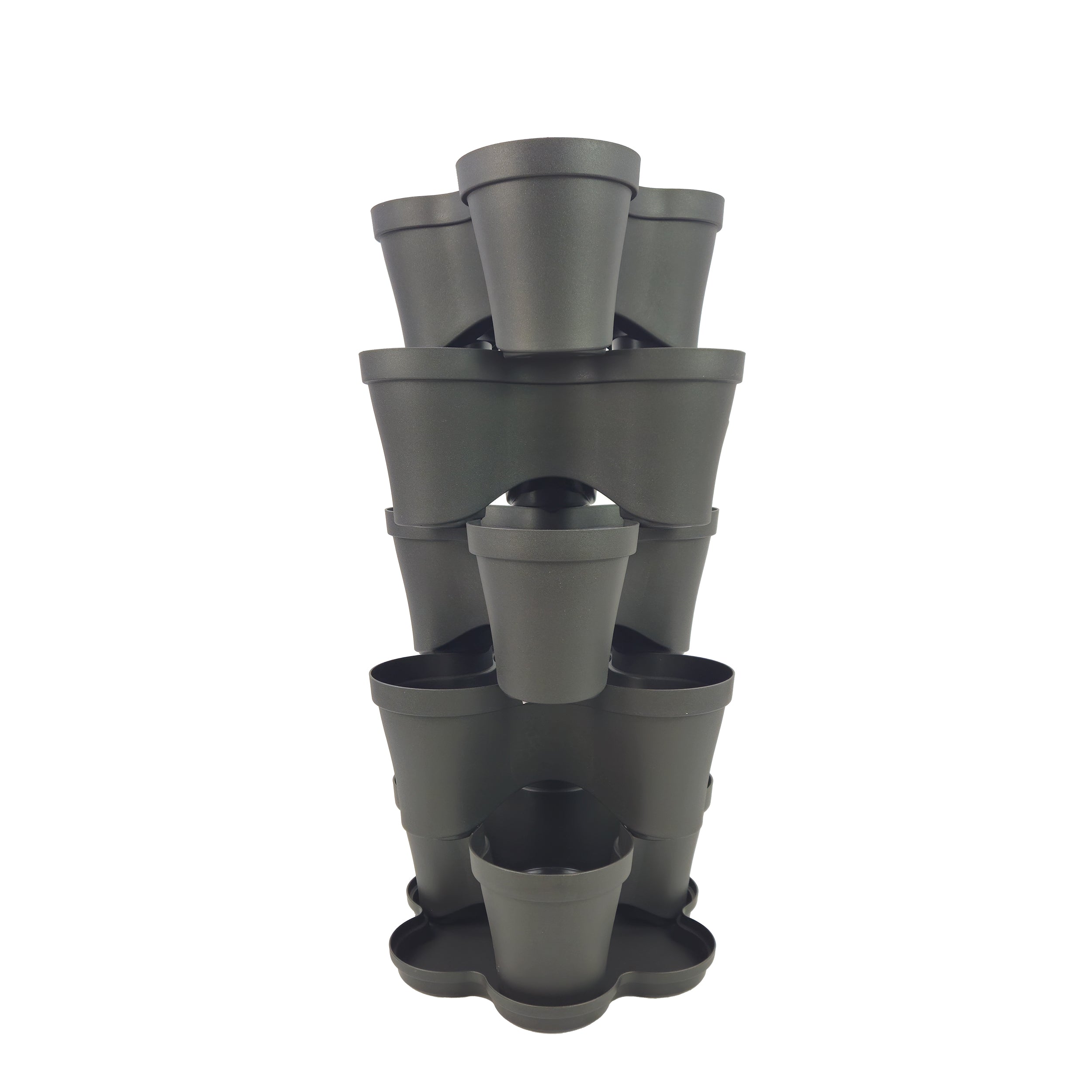 Plana vaso impilabile Roma, in polipropilene con sottovaso, vaso multistrato tridimensionale, vaso per fragole, fioriera da esterno ed interno, tris vasi giardino verticale