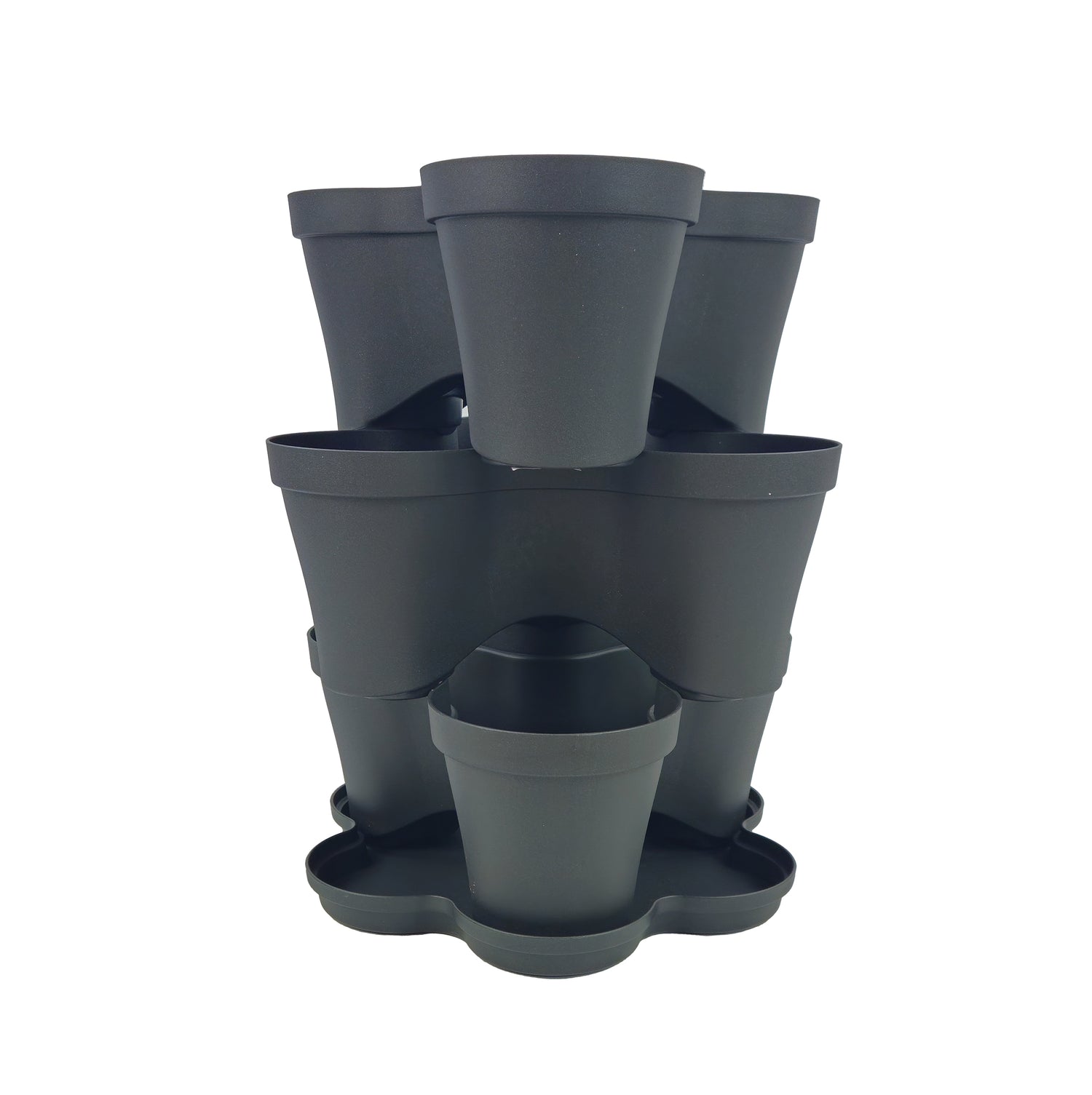 Plana vaso impilabile Roma, in polipropilene con sottovaso, vaso multistrato tridimensionale, vaso per fragole, fioriera da esterno ed interno, tris vasi giardino verticale