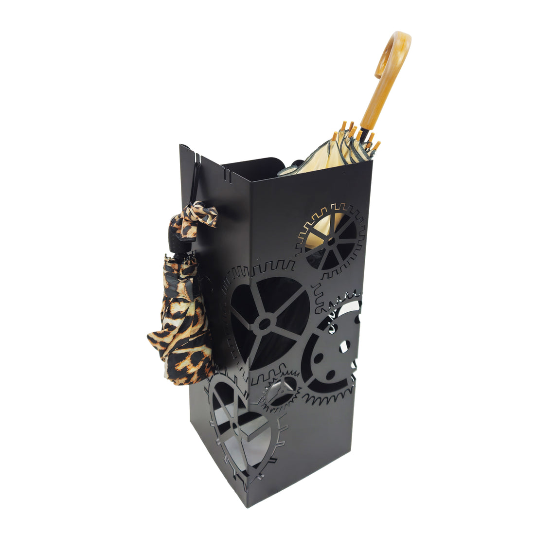 Portaombrelli in metallo da arredo soggetto ingranaggi cm 21x21x60