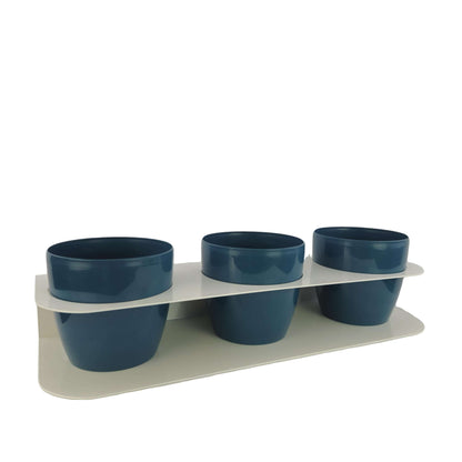 Porta piante aromatiche in metallo cm 58x18x10 da bancone e muro vasi inclusi