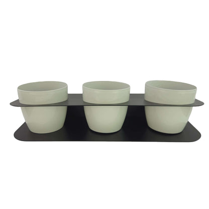 Porta piante aromatiche in metallo cm 58x18x10 da bancone e muro vasi inclusi