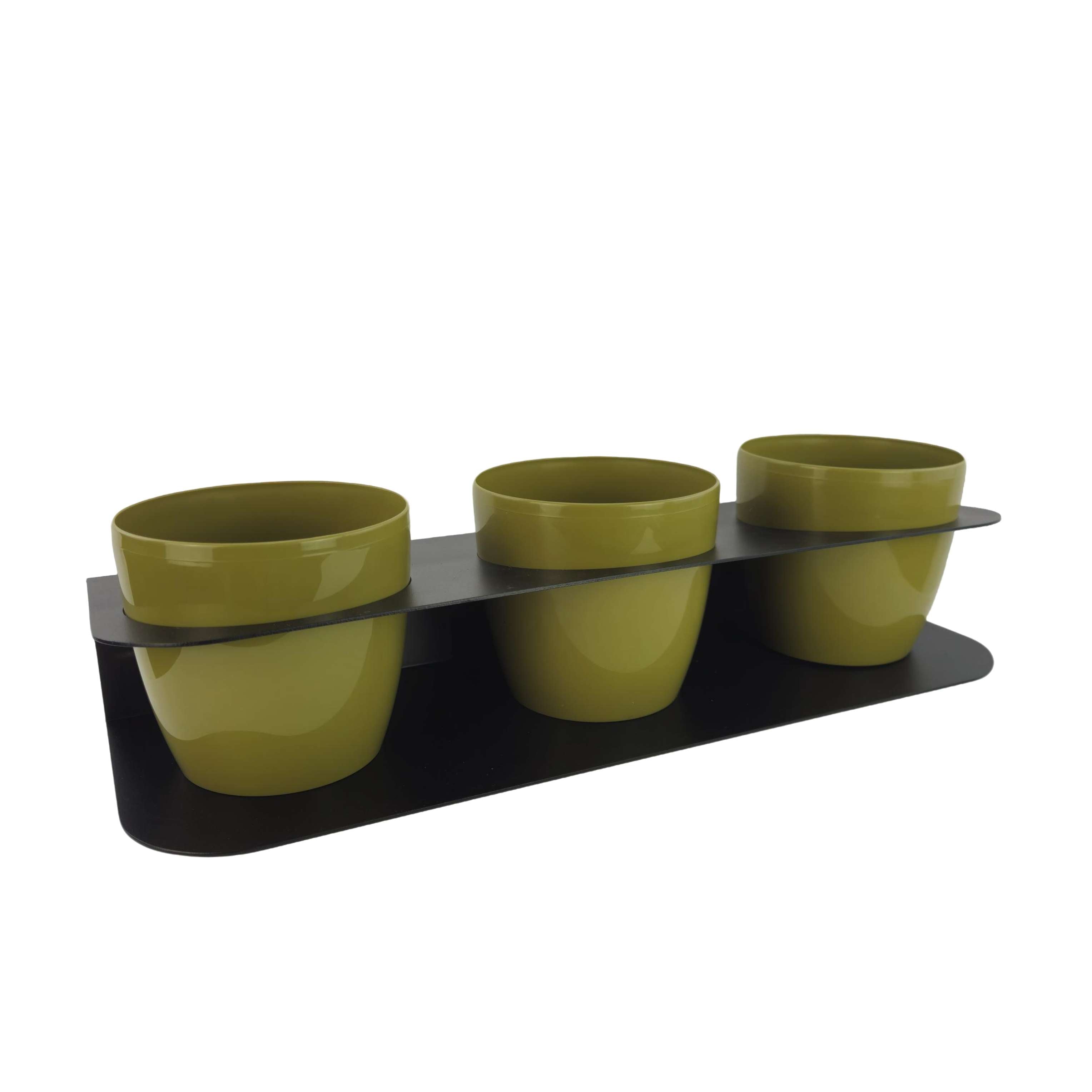 Porta piante aromatiche in metallo cm 58x18x10 da bancone e muro vasi inclusi