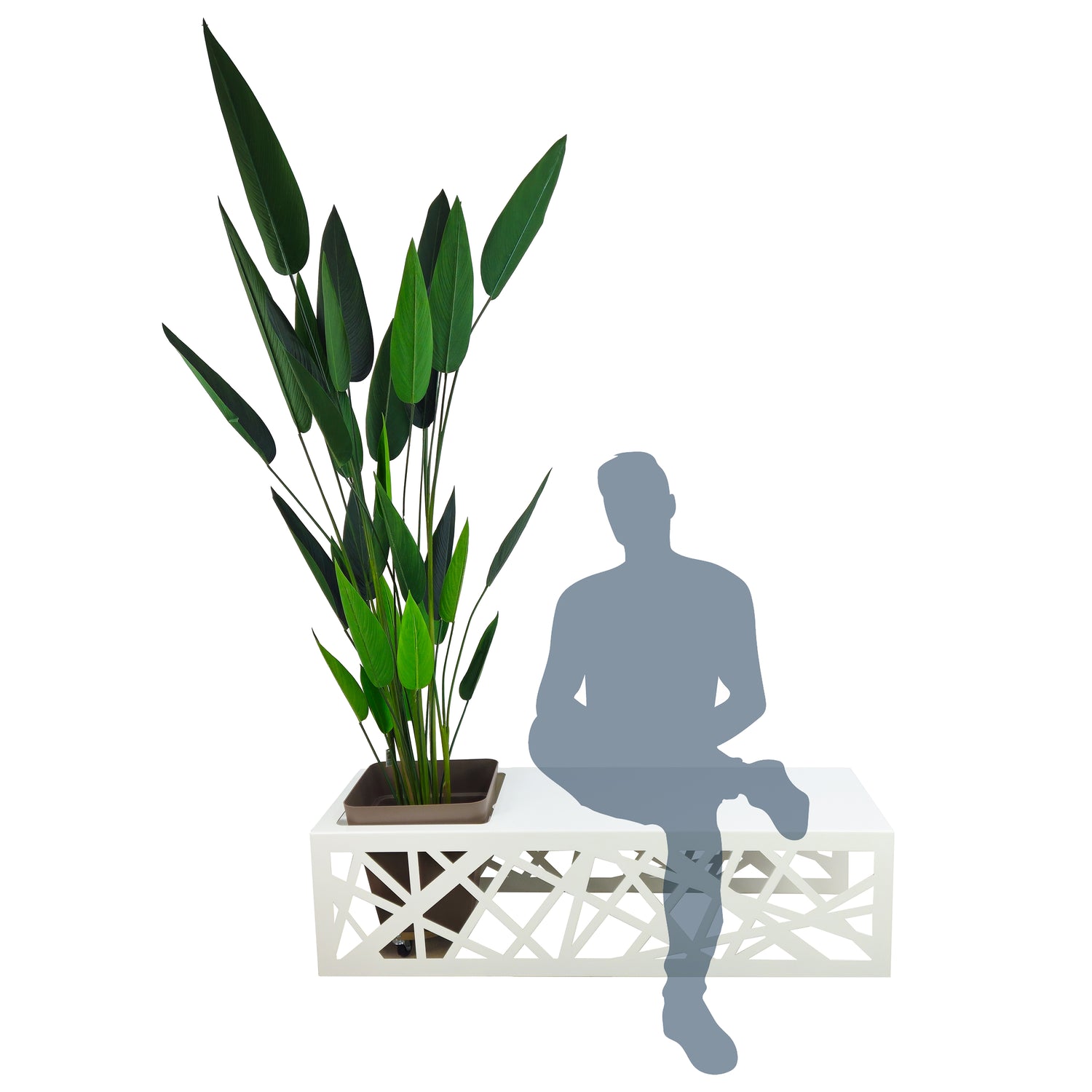 TECNOKIT Panca in Lamiera GOOT con vasi + Portavaso Singolo Coordinabile