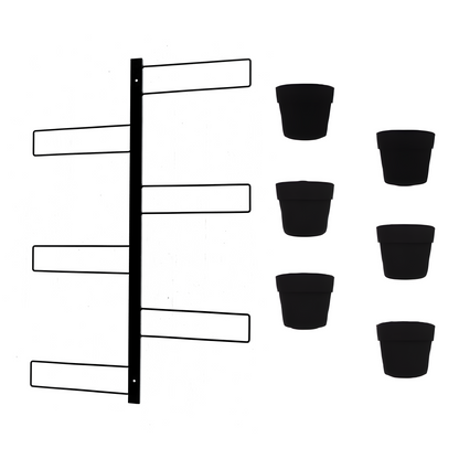 Tecnokit fioriera verticale Gemma cm 70x100 in acciaio, completa di 6 vasi pensili Comby diametro cm 14 e 6 vasi cm 10