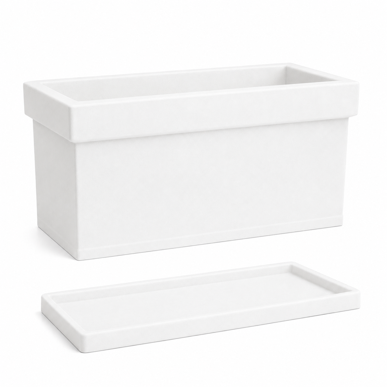 Fioriera Nicoli Themis Cassetta 80 cm con Sottovaso – Vaso Rettangolare in Resina