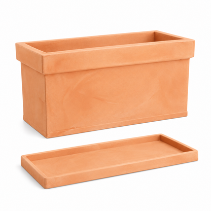 Fioriera Nicoli Themis Cassetta 80 cm con Sottovaso – Vaso Rettangolare in Resina
