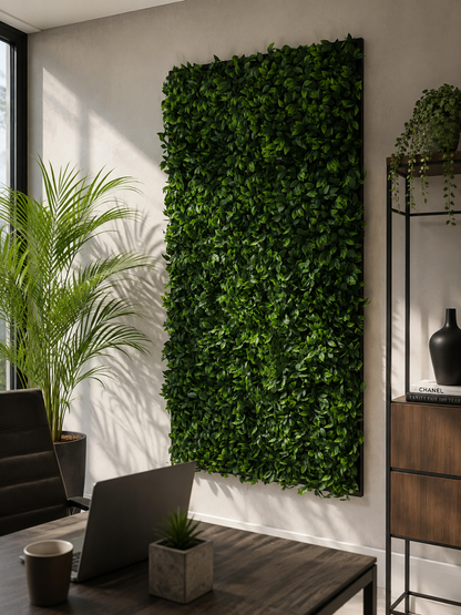 Quadro Vegetale Artificiale 200x100 cm con Cornice in Ferro Nera – Parete Verde Decorativa