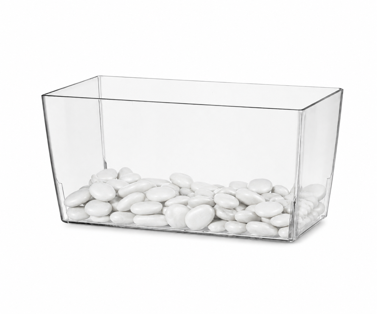 Tera Vaso Trasparente Coimbra | Fioriera Rettangolare in Plastica Trasparente | Made in Italy