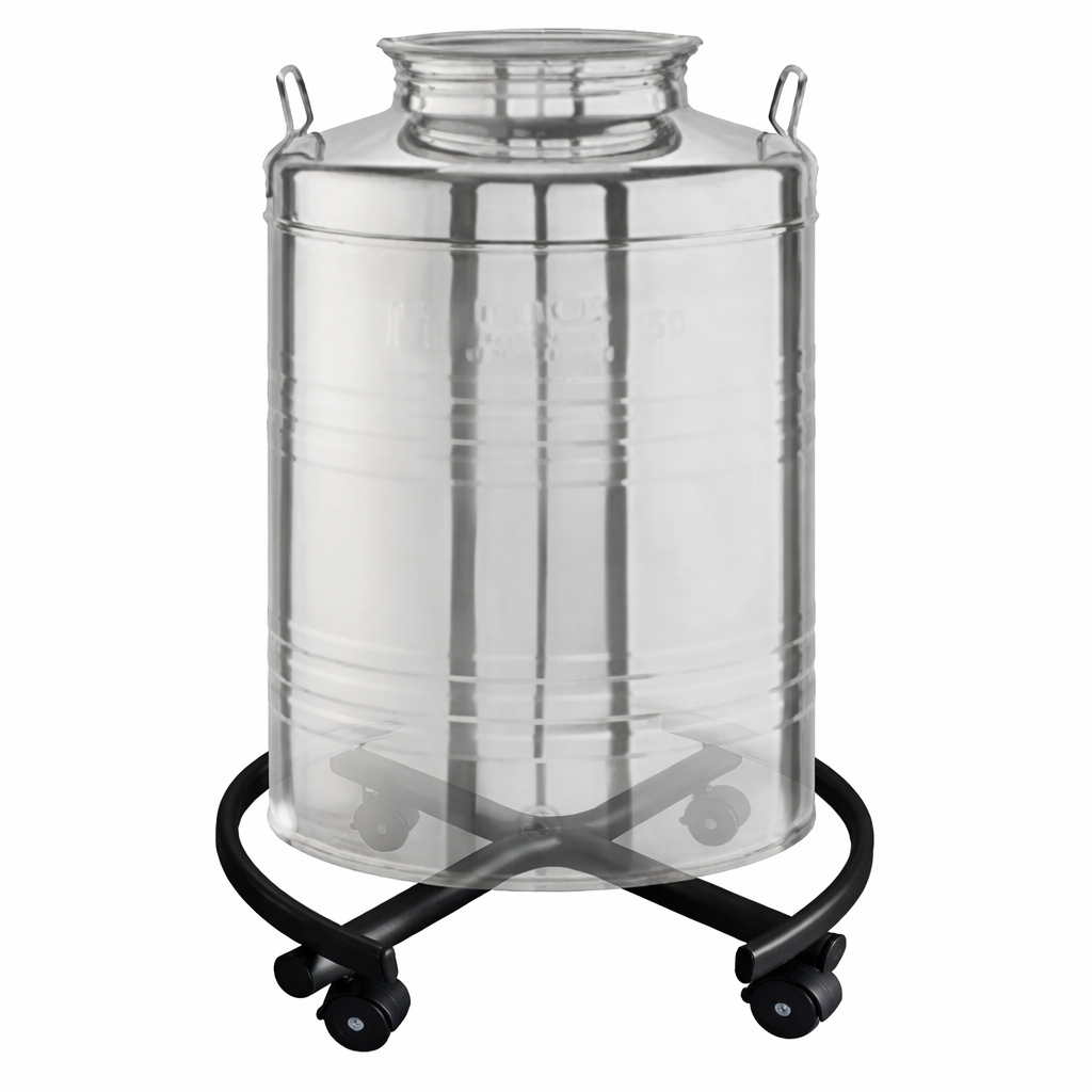 TECNOKIT Supporto Fusto Olio e Vino Basso con ruote 30 Litri e 50 Litri