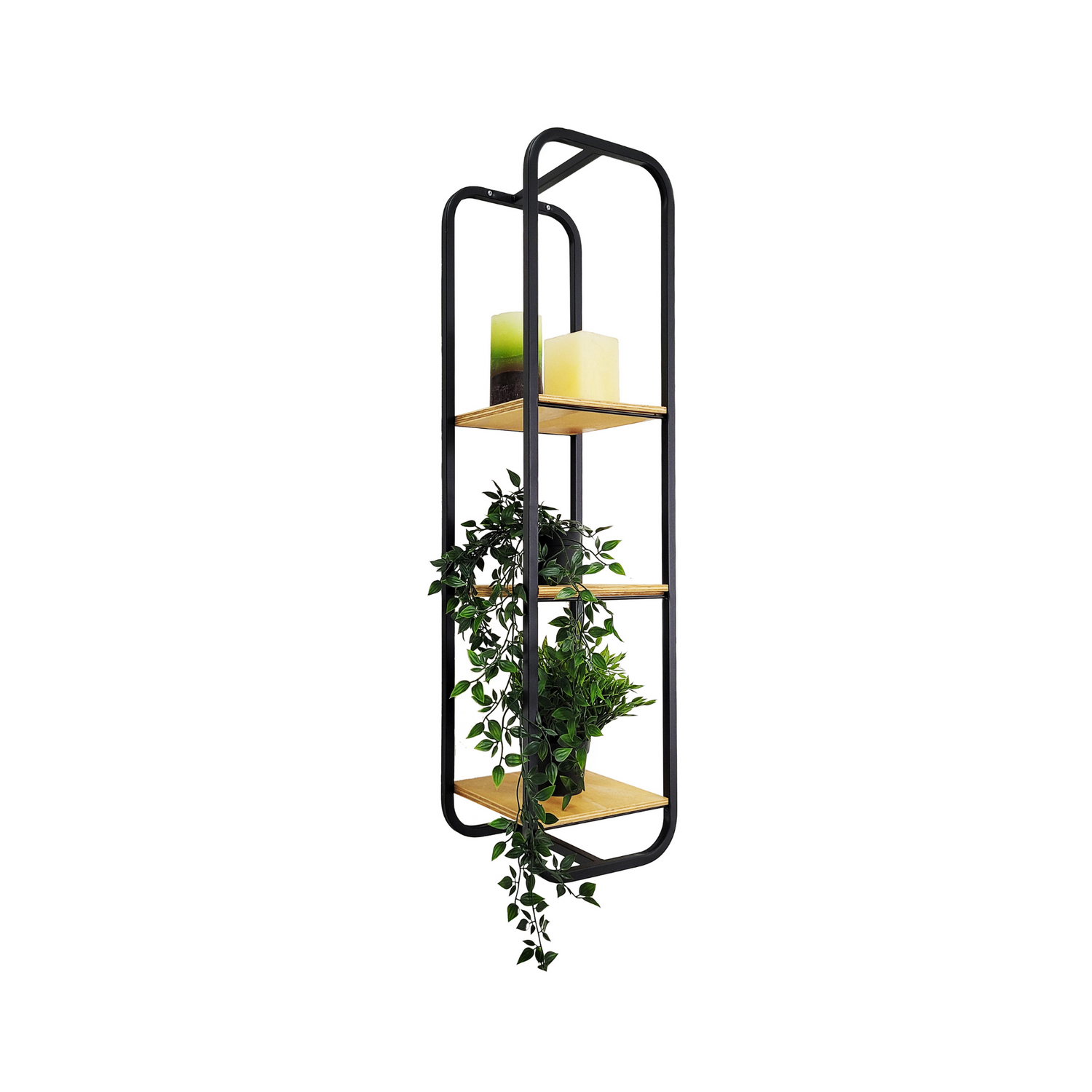 Tecnokit mensola parete frank a 3 ripiani in acciaio e legno, stile industrial, colore nero, cm 25x25x100h, parete attrezzata per soggiorno, cameretta, ufficio