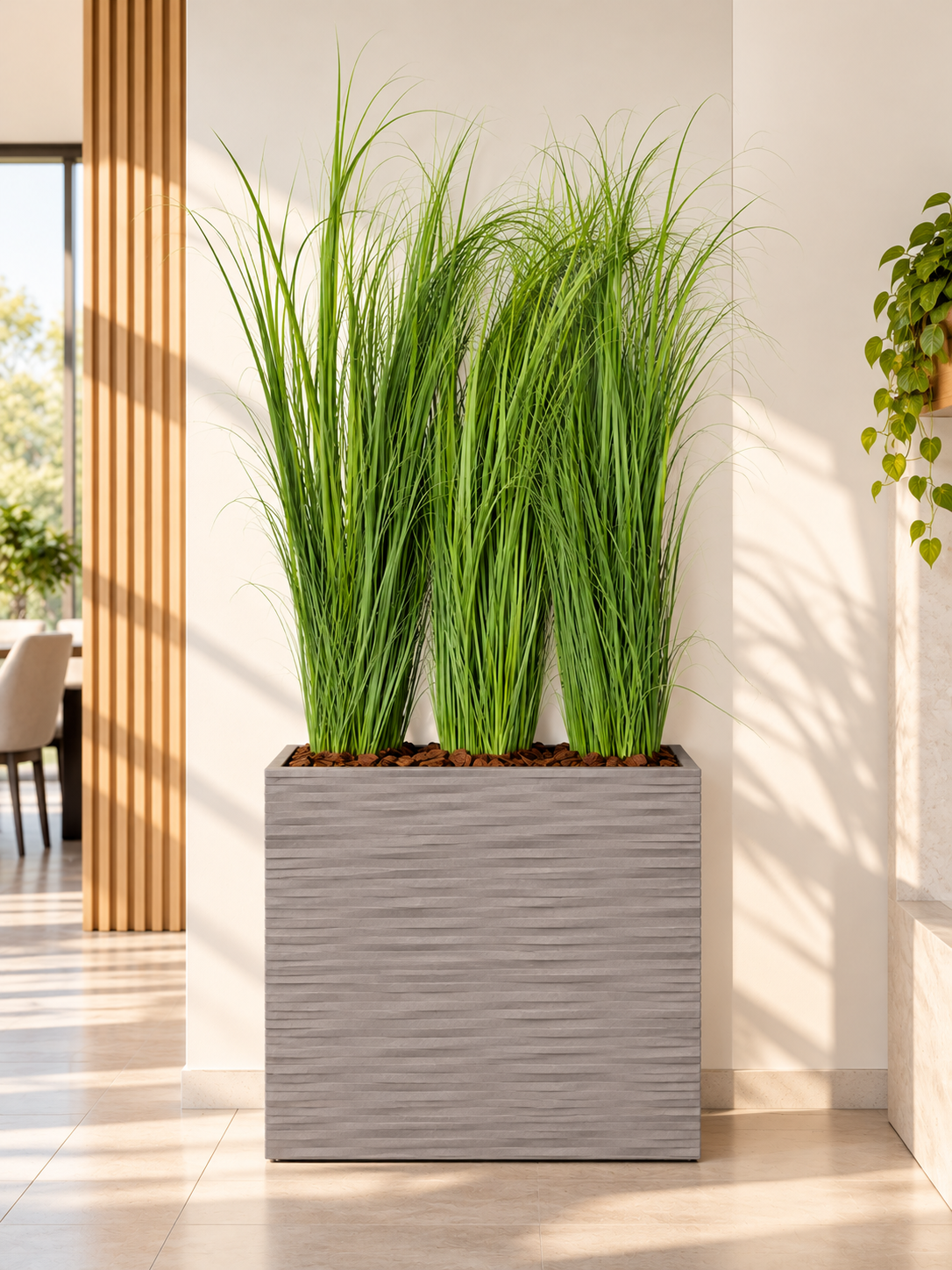 Separè Vaso Elegance completo di Piante Artificiali e Corteccia – Soluzione Divisoria Elegante