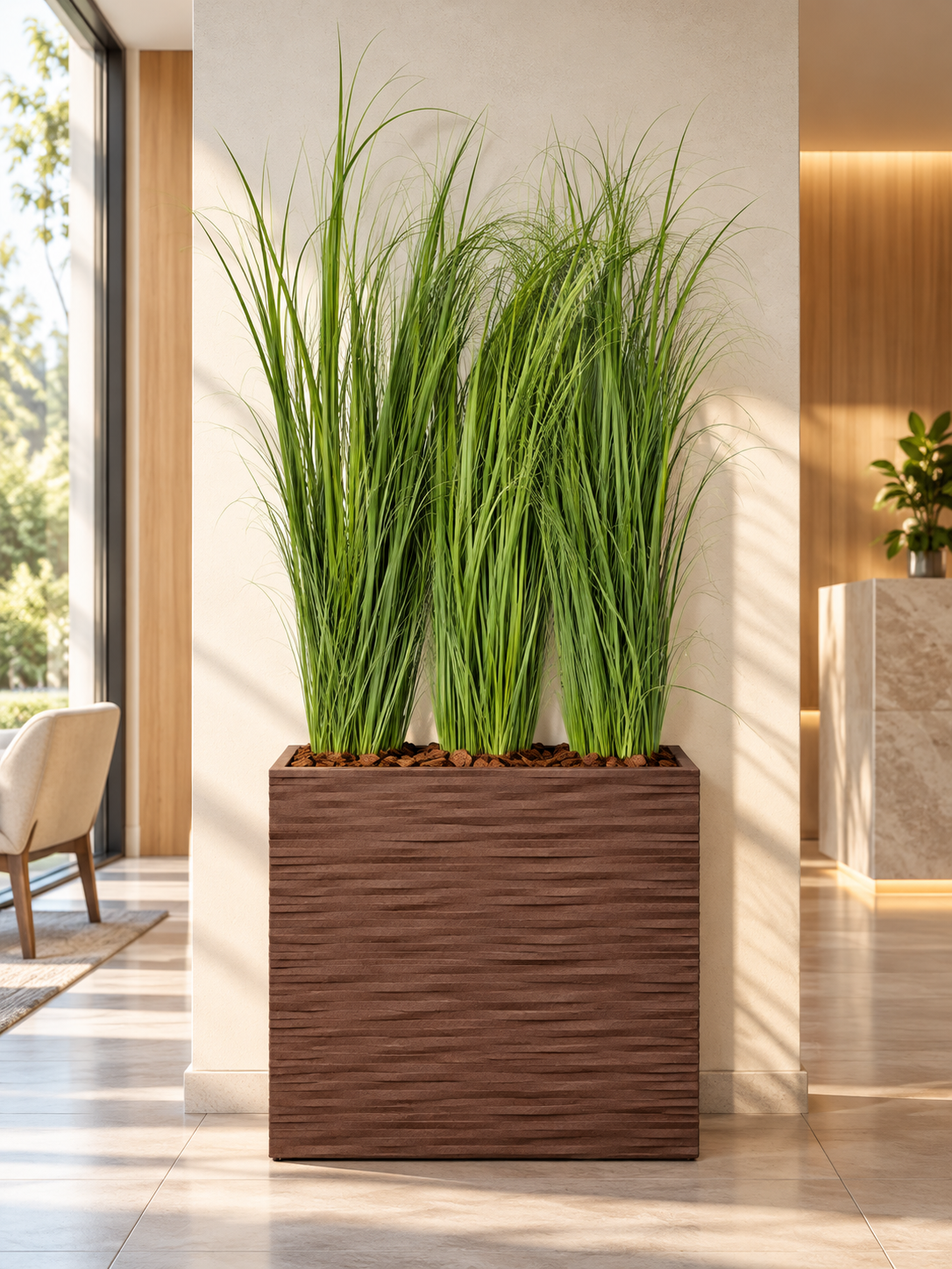 Separè Vaso Elegance completo di Piante Artificiali e Corteccia – Soluzione Divisoria Elegante