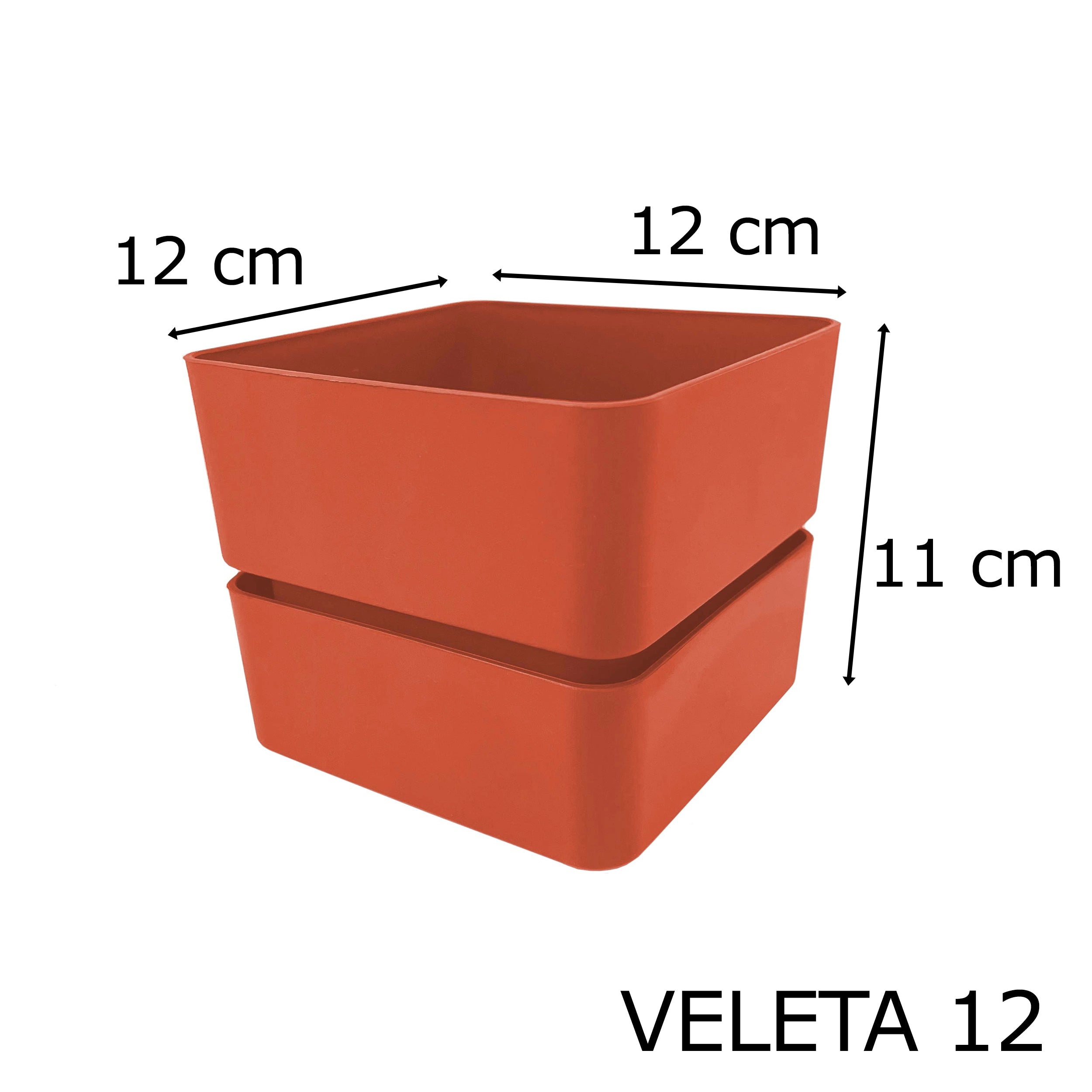 Tera vaso in plastica quadrato Veleta sottovaso incluso