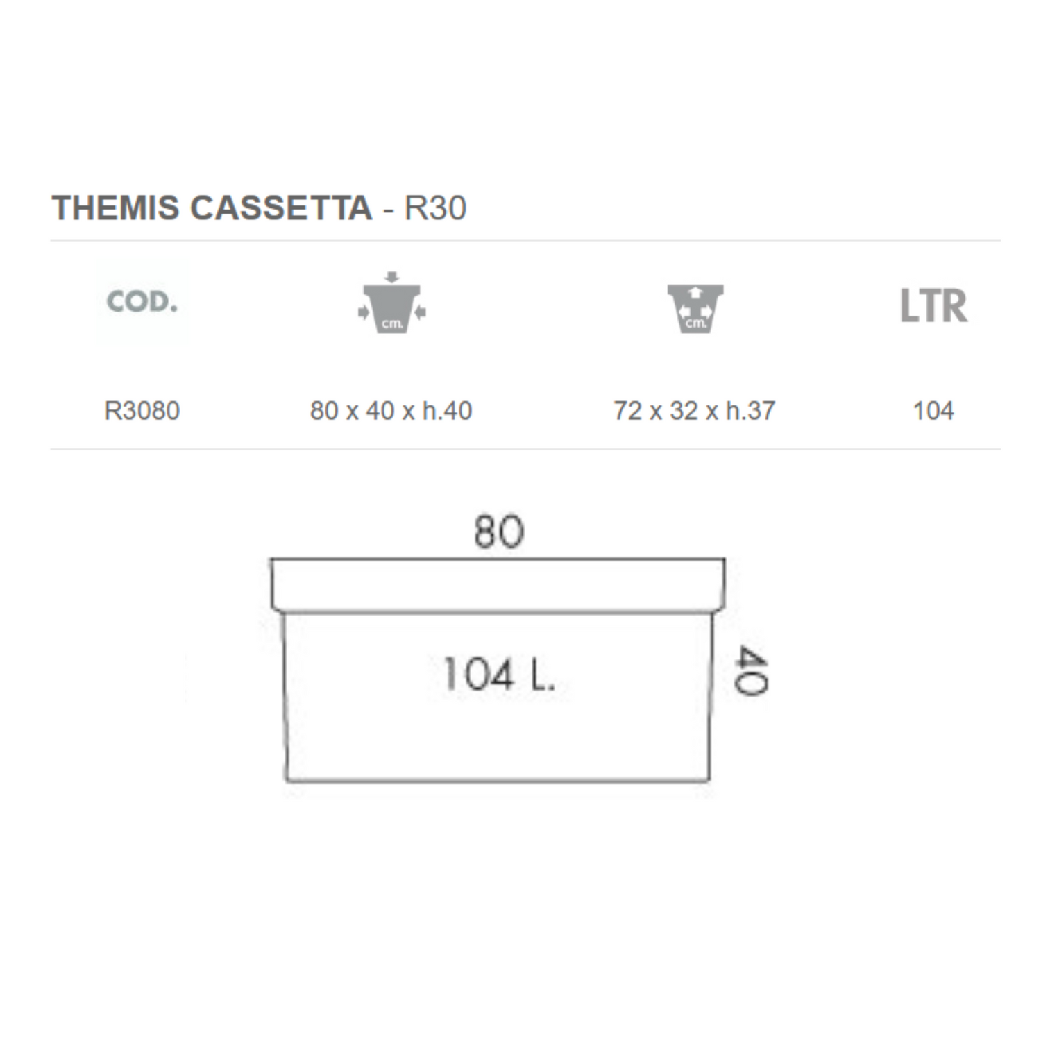 Nicoli vaso in resina Themis Cassetta 80 cm