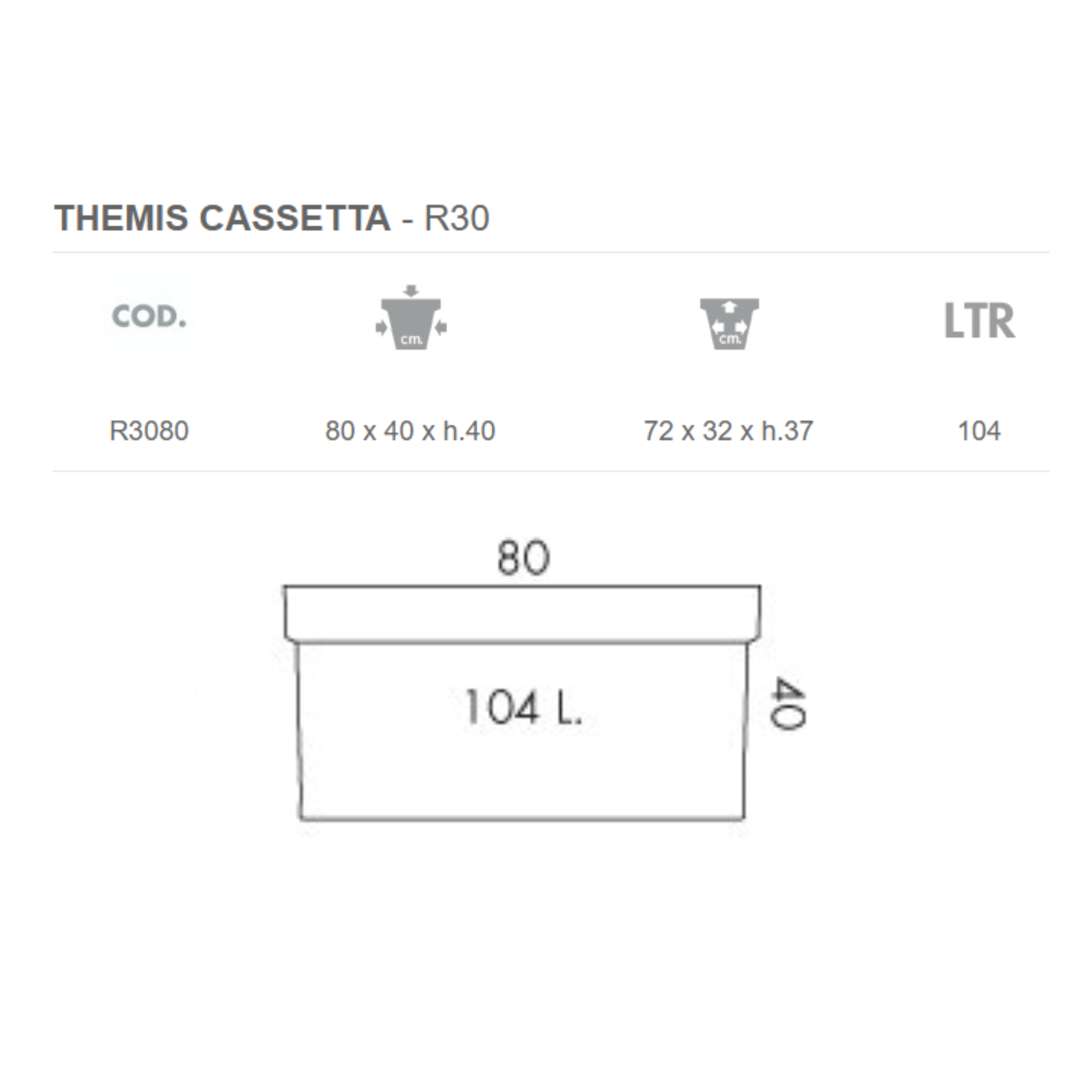 Nicoli vaso in resina Themis Cassetta 80 cm