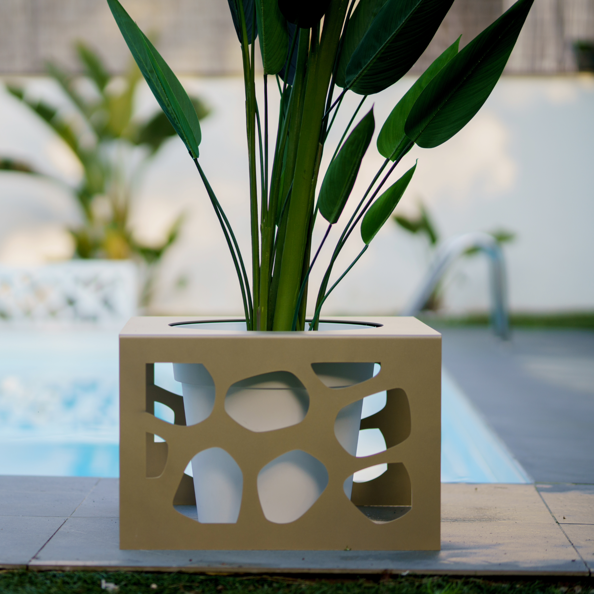 TECNOKIT Panca in Lamiera GOOT con vasi + Portavaso Singolo Coordinabile