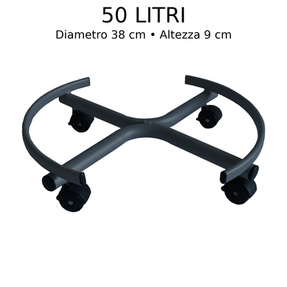 TECNOKIT Supporto Fusto Olio e Vino Basso con ruote 30 Litri e 50 Litri