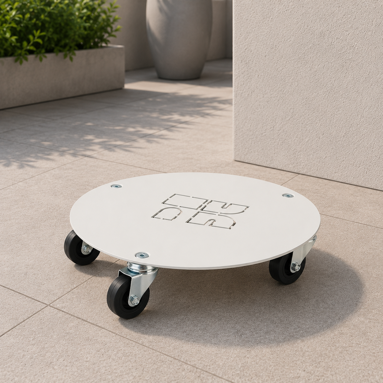 Tecnokit Carrello Porta Vasi Tondo Flat Ø 30 cm – Invisibile, Robusto e Made in Italy