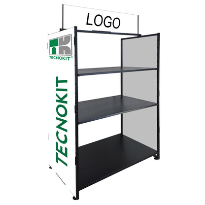 Tecnokit espositore a 3 ripiani in acciaio, Versatile, disponibile in due misure
