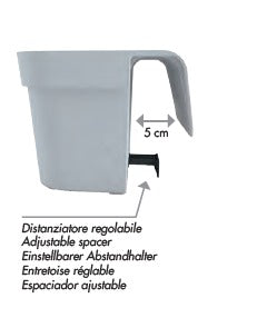 Nicoli vaso da balcone Arké Balcony, balconiera in cm 40x23x18h, fioriera autoportante per parapetto