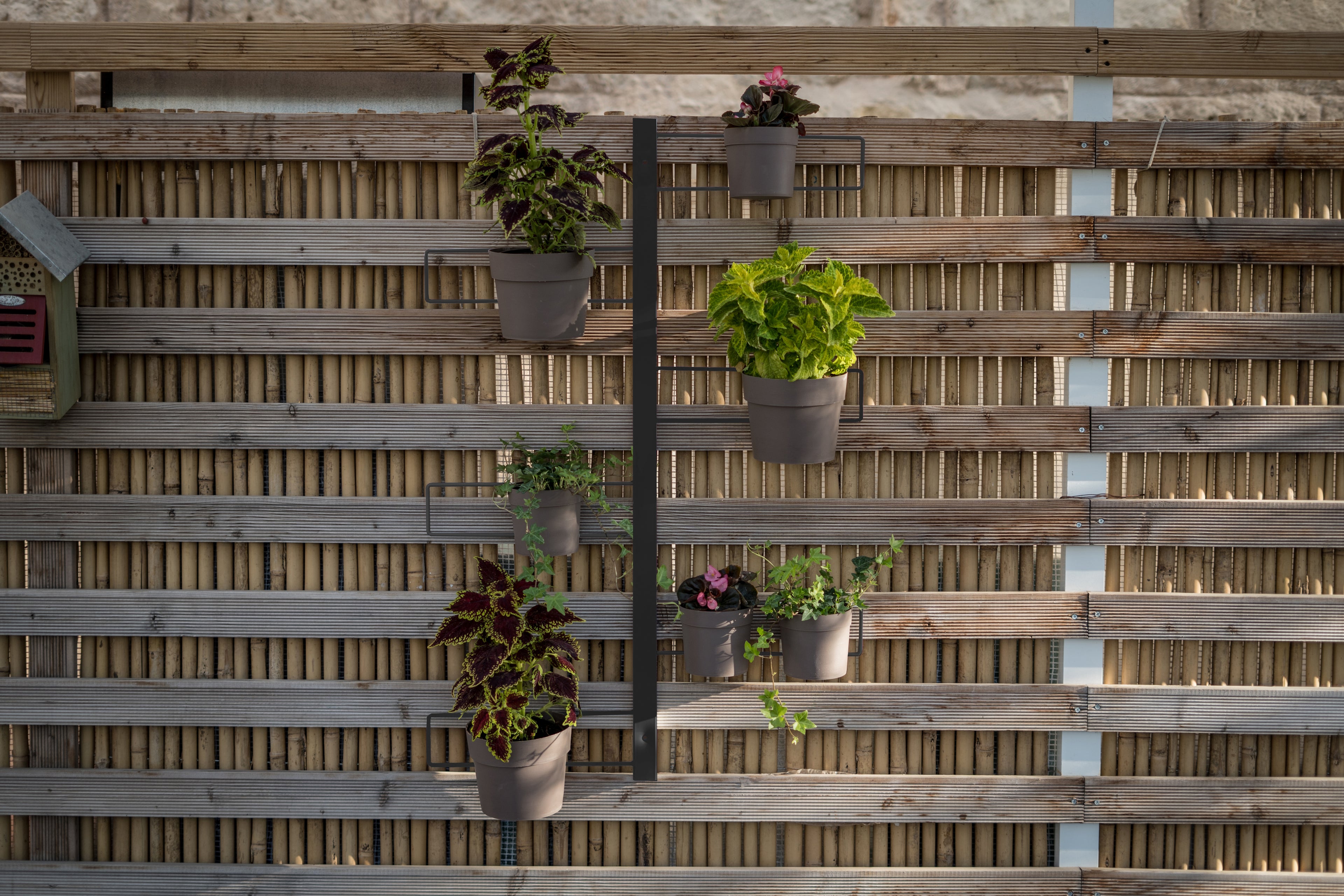 Tecnokit fioriera verticale Gemma cm 70x100 in acciaio, completa di 6 vasi pensili Comby diametro cm 14 e 6 vasi cm 10