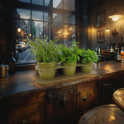 Porta piante aromatiche in metallo cm 58x18x10 da bancone e muro vasi inclusi