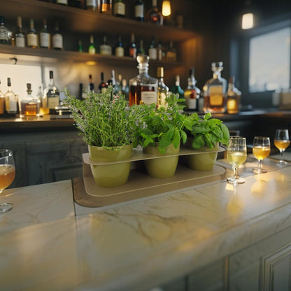 Porta piante aromatiche in metallo cm 58x18x10 da bancone e muro vasi inclusi