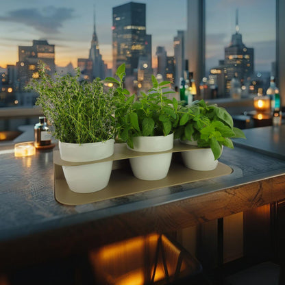 Porta piante aromatiche in metallo cm 58x18x10 da bancone e muro vasi inclusi