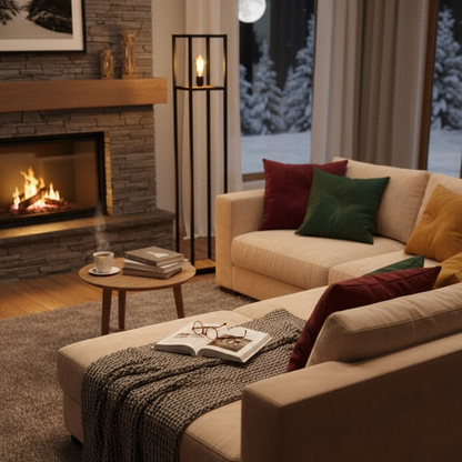 Sloth Lampada da pavimento in metallo e legno, stile industrial