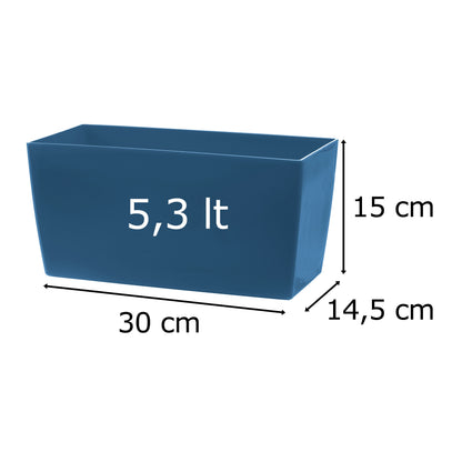 Tera Vaso in Plastica Lucido Coimbra 30 cm – Fioriera Rettangolare Moderna per Piante