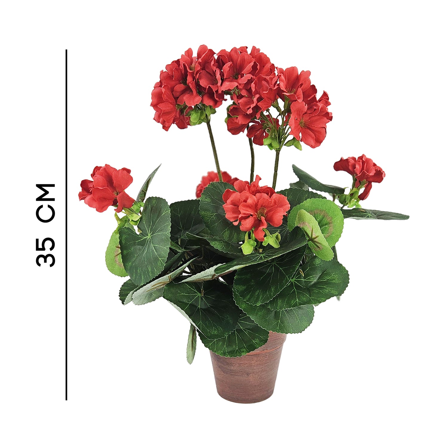 Pianta artificiale Geranio 35 cm con vaso